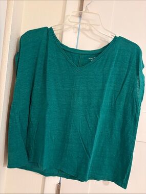 EILEEN FISY Teal V-Neck Boxy Top